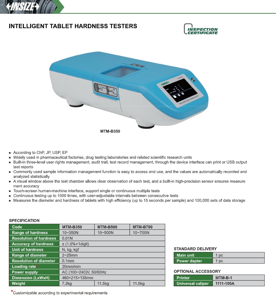 INSIZE Intelligent Tablet Hardness Testers MTM-B Series gallery